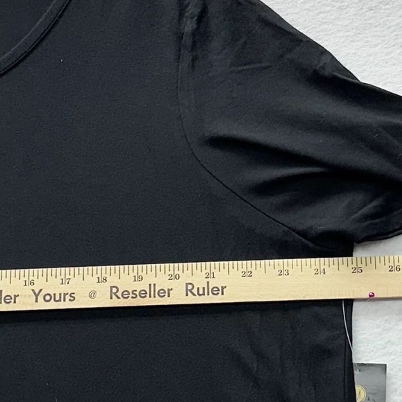 JM Collection Women Shirt Top Plus 3XL BLACK 3/4 Sleeve Round Neck Sleeves - Picture 7 of 8